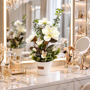  Fehér virágos asztaldísz  - otthon & életmód - virágdekoráció - virágdíszek - virágdísz kaspóban - Meska.hu