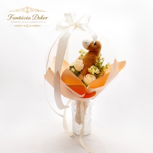 ��� Ovis ballagási csokor � plüss figurával ��� - otthon & életmód - virágdekoráció - virágok - virágcsokor - Meska.hu