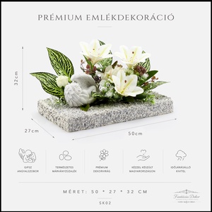Angyalos sírdísz liliomokkal � kézzel készített sírdekoráció saját készítésű márványzúzalékos alapon - otthon & életmód - vallás - temetkezési tárgy - sírdísz, kegyeleti dísz - Meska.hu