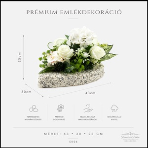 Fehér hortenziás prémium sírdísz saját készítésű kavics alappal � 43�30�25 cm - otthon & életmód - vallás - temetkezési tárgy - sírdísz, kegyeleti dísz - Meska.hu