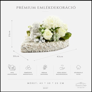 Angyalkás prémium sírdísz saját készítésű kavics alappal � 43�30�25 cm - otthon & életmód - vallás - temetkezési tárgy - sírdísz, kegyeleti dísz - Meska.hu