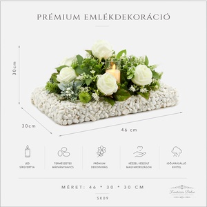 LED gyertyás prémium sírdísz saját készítésű kavics alappal � 46�30�30 cm - otthon & életmód - vallás - temetkezési tárgy - sírdísz, kegyeleti dísz - Meska.hu