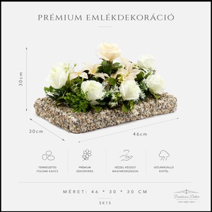 Prémium fehér sírdísz rózsákkal és liliomokkal � kavicsos alapon - otthon & életmód - vallás - temetkezési tárgy - sírdísz, kegyeleti dísz - Meska.hu