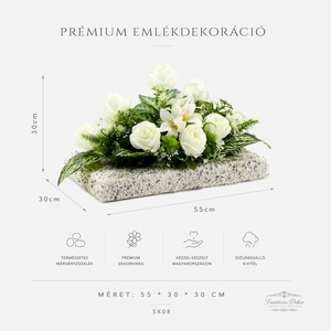 Elegáns fehér rózsás és liliomos sírdísz � saját készítésű kavicsos alapon - otthon & életmód - vallás - temetkezési tárgy - sírdísz, kegyeleti dísz - Meska.hu