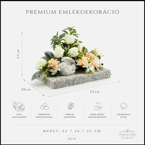 Prémium sírdísz alvó angyallal márványzúzalékos alapon - otthon & életmód - vallás - temetkezési tárgy - sírdísz, kegyeleti dísz - Meska.hu
