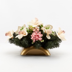 Sírdísz fehér orchideával és rózsaszín dáliával� elegáns kegyeleti dekoráció - otthon & életmód - vallás - temetkezési tárgy - sírdísz, kegyeleti dísz - Meska.hu
