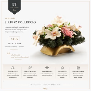 Sírdísz fehér orchideával és rózsaszín dáliával� elegáns kegyeleti dekoráció - otthon & életmód - vallás - temetkezési tárgy - sírdísz, kegyeleti dísz - Meska.hu
