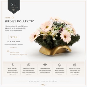 Sírdísz púder rózsaszín gerberával és fehér orchideával - otthon & életmód - vallás - temetkezési tárgy - sírdísz, kegyeleti dísz - Meska.hu