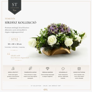 Elegáns lila-fehér kegyeleti sírdísz - otthon & életmód - vallás - temetkezési tárgy - sírdísz, kegyeleti dísz - Meska.hu