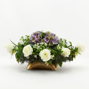 Elegáns lila-fehér kegyeleti sírdísz - otthon & életmód - vallás - temetkezési tárgy - sírdísz, kegyeleti dísz - Meska.hu