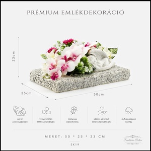 Prémium kegyeleti emlékdekoráció angyalszoborral és élethű orchideákkal - otthon & életmód - vallás - temetkezési tárgy - sírdísz, kegyeleti dísz - Meska.hu