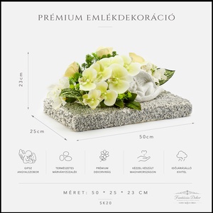 Prémium kegyeleti emlékdekoráció angyalszoborral és élethű orchideákkal - otthon & életmód - vallás - temetkezési tárgy - sírdísz, kegyeleti dísz - Meska.hu