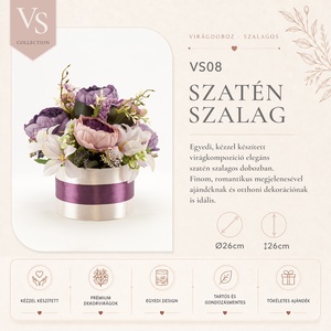 Lila-púder rózsaszín bazsarózsás virágdoboz � elegáns szatén szalagos dekoráció - otthon & életmód - virágdekoráció - virágok - virágbox - Meska.hu