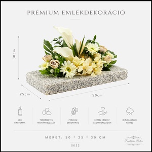 Prémium kegyeleti sírdísz � fehér és krém virágkompozíció LED mécsessel  - otthon & életmód - vallás - temetkezési tárgy - sírdísz, kegyeleti dísz - Meska.hu