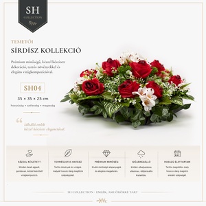  Elegáns vörös rózsás kegyeleti sírdísz - Meska.hu