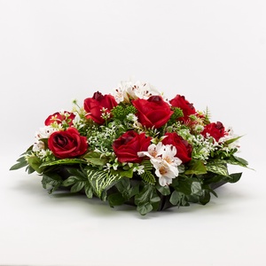  Elegáns vörös rózsás kegyeleti sírdísz - otthon & életmód - vallás - temetkezési tárgy - sírdísz, kegyeleti dísz - Meska.hu