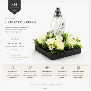 Elegáns sírdísz  ekrü rózsákkal és mécsestartóval � - otthon & életmód - vallás - temetkezési tárgy - sírdísz, kegyeleti dísz - Meska.hu
