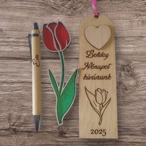 Egyedi, névreszóló könyvjelző és bambusz toll � virágos ajándék, Könyv & Zene, Könyv, Gravírozás, pirográfia, MESKA