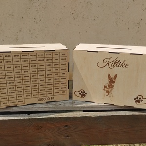 Egyedi, lézergravírozott fa persely - otthon & életmód - dekoráció - asztal és polc dekoráció - persely - Meska.hu