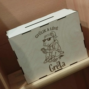 Egyedi, lézergravírozott fa persely - otthon & életmód - dekoráció - asztal és polc dekoráció - persely - Meska.hu