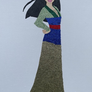 Mulan - Kézzel díszített vászonkép, Művészet, Festmény, Festmény vegyes technika, Festészet, MESKA