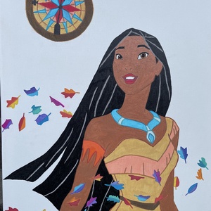 Pocahontas - Kézzel festett vászonkép, Művészet, Festmény, Festmény vegyes technika, Festészet, MESKA