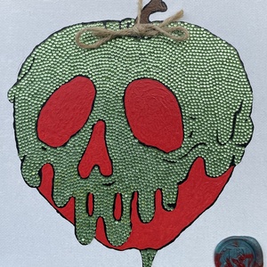 Strasszköves Mérgezett alma vászonkép, Művészet, Festmény, Festmény vegyes technika, Mindenmás, MESKA