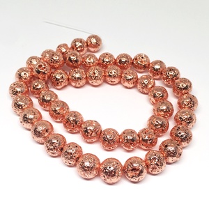 Lávakő festett rosegold ásványgyöngy, 8 mm, 45 db, Kellékek & szerszámok, Gyöngyfűzés kellékek, Féldrágakő, Ékszerkészítés, MESKA