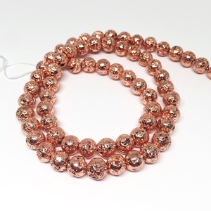 Lávakő festett rosegold ásványgyöngy, 6 mm, 60 db, Kellékek & szerszámok, Gyöngyfűzés kellékek, Féldrágakő, Ékszerkészítés, MESKA