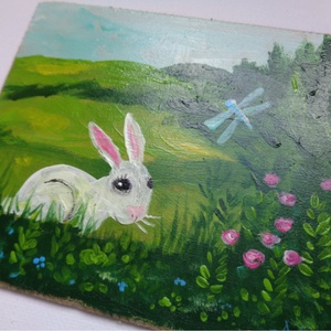 Nyulacska a réten - Laczó Ágnes kortárs festő/grafikus művész - művészet - festmény - akril - Meska.hu