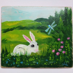 Nyulacska a réten - Laczó Ágnes kortárs festő/grafikus művész - művészet - festmény - akril - Meska.hu