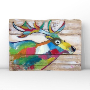 Szarvas - Rusztikus Festett Fatábla - Falra akasztható - Ajándék ötlet - Meska.hu