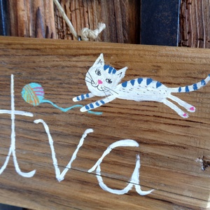 Nyitva - Zárva tábla, Rusztikus Fa Tábla, Ajándék ötlet - Cica, Cirmos, Macska, Egyedi Ajtódísz - otthon & életmód - dekoráció - ajtó- és ablak dekoráció - ajtótábla - Meska.hu