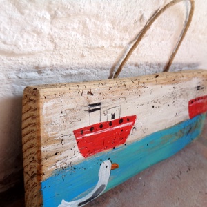 Nagy utazás, Ajándék ötlet, Rusztikus Fatábla, Dekoráció, Hajó, Sirály, Madár - otthon & életmód - dekoráció - fali és függő dekoráció - falra akasztható dekor - Meska.hu