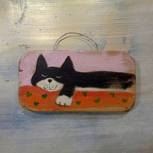 Pihenés - Rusztikus Fatábla, Vicces Ajándék ötlet - Egyedi Falidísz, Konyha, Macska, Cica, Gyerekszoba - otthon & életmód - dekoráció - fali és függő dekoráció - falra akasztható dekor - Meska.hu