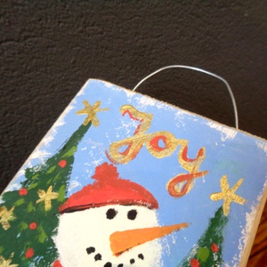 Hóember - Rusztikus fa dekoráció, Karácsonyi ajándék, Gyerekszoba - otthon & életmód - dekoráció - kép & falikép - táblakép - Meska.hu