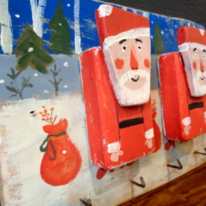 2 Télapó  - fogas/akasztó - Rusztikus Fatábla, Vicces Ajándék ötlet - Egyedi Falidísz - Mikulás, Télapó - otthon & életmód - bútor - fogas - Meska.hu