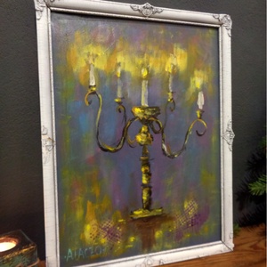 Gyertyafény - Laczó Ágnes kortárs festő/grafikus művész- Eredeti Akril Festmény, Falikép keretben - művészet - festmény - akril - Meska.hu