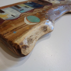 Holdvilág- Rusztikus Fatábla, Ajándék ötlet - Egyedi Falidísz - Gyerekszoba - Mese, Város, Cica, Macska, Hold - otthon & életmód - dekoráció - dísztárgy - Meska.hu