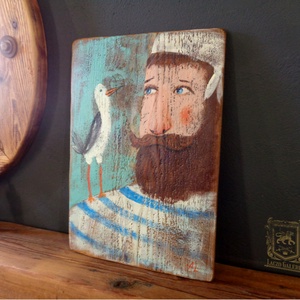 Tengerész - Rusztikus Fatábla, Ajándék ötlet - Egyedi Falidísz - Gyerekszoba, Sirály - otthon & életmód - dekoráció - fali és függő dekoráció - függődísz - Meska.hu