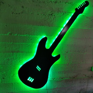 gitár, fali dekor, LED-es háttérfénnyel -  - Meska.hu
