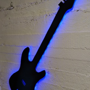 gitár, fali dekor, LED-es háttérfénnyel -  - Meska.hu