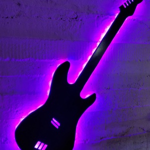 gitár, fali dekor, LED-es háttérfénnyel -  - Meska.hu