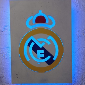 Real Madrid logo - világító falikép - otthon & életmód - dekoráció - kép & falikép - fából készült kép - Meska.hu