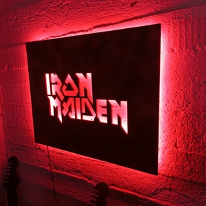 Iron Maiden logo - falikép világítással - otthon & életmód - dekoráció - kép & falikép - fából készült kép - Meska.hu