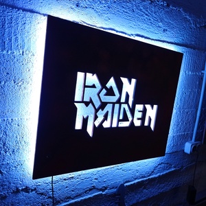 Iron Maiden logo - falikép világítással - otthon & életmód - dekoráció - kép & falikép - fából készült kép - Meska.hu