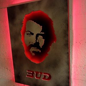 Bud Spencer portré  - falikép világítással - otthon & életmód - dekoráció - kép & falikép - fából készült kép - Meska.hu