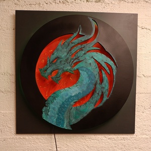Dragon / Sárkány - világító falikép - otthon & életmód - dekoráció - kép & falikép - fából készült kép - Meska.hu