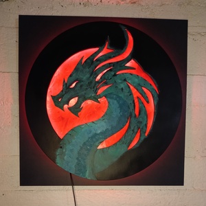 Dragon / Sárkány - világító falikép - otthon & életmód - dekoráció - kép & falikép - fából készült kép - Meska.hu