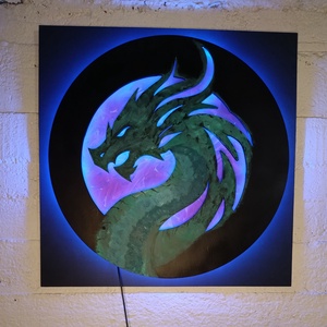 Dragon / Sárkány - világító falikép - otthon & életmód - dekoráció - kép & falikép - fából készült kép - Meska.hu